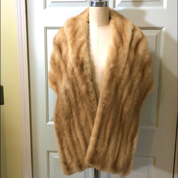 Vintage Joseph Palanker & Sons Adjustable Length Mink Stole Beige - Picture 1 of 16